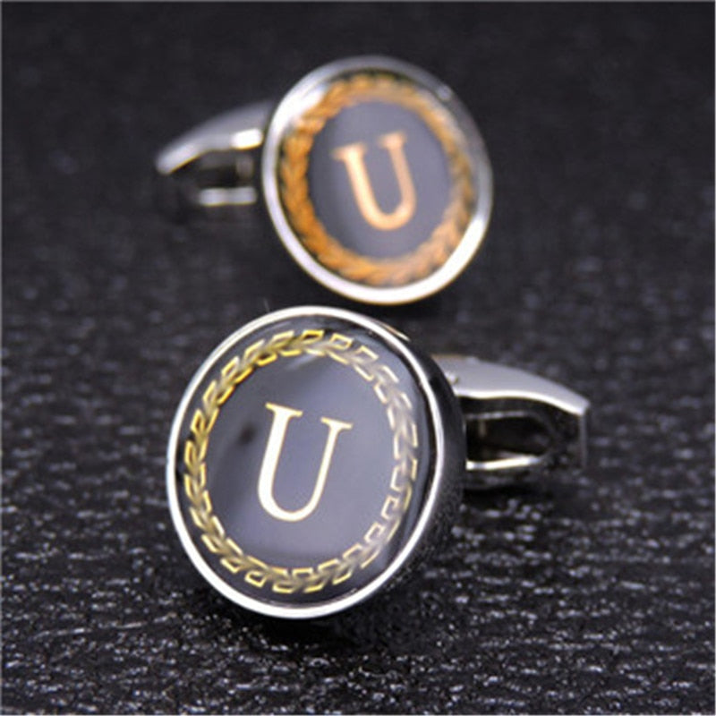 English Alphabet Letter Cuff Links