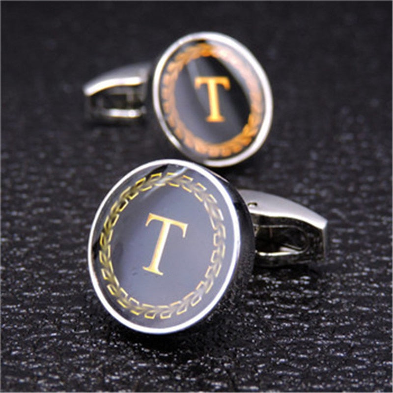 English Alphabet Letter Cuff Links