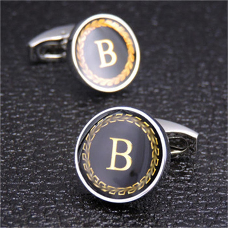 English Alphabet Letter Cuff Links
