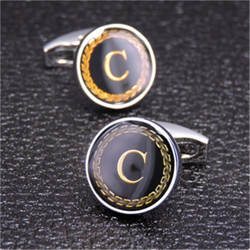 English Alphabet Letter Cuff Links