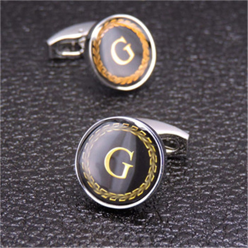English Alphabet Letter Cuff Links