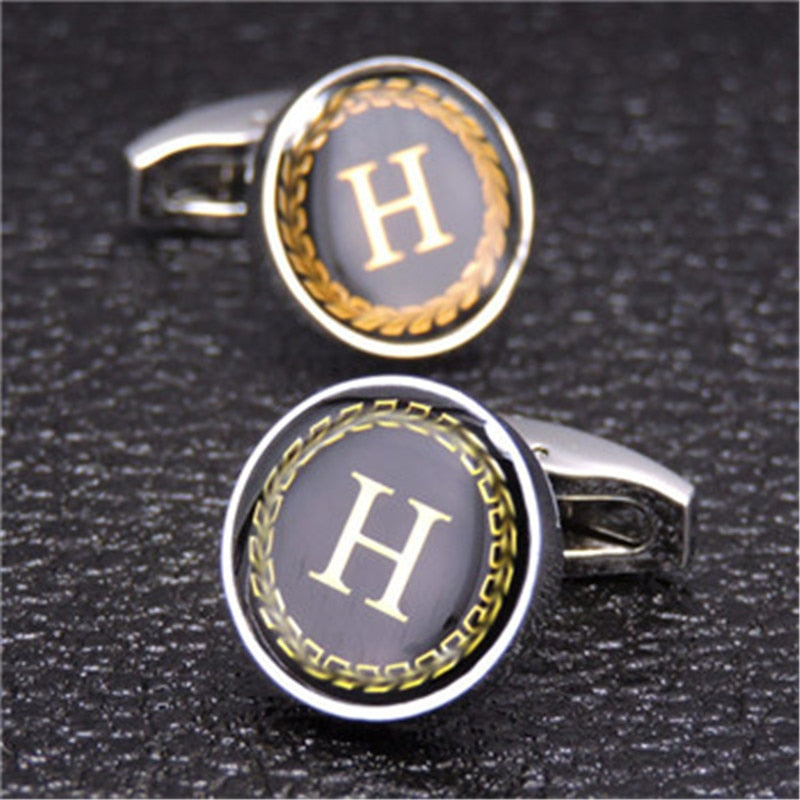 English Alphabet Letter Cuff Links