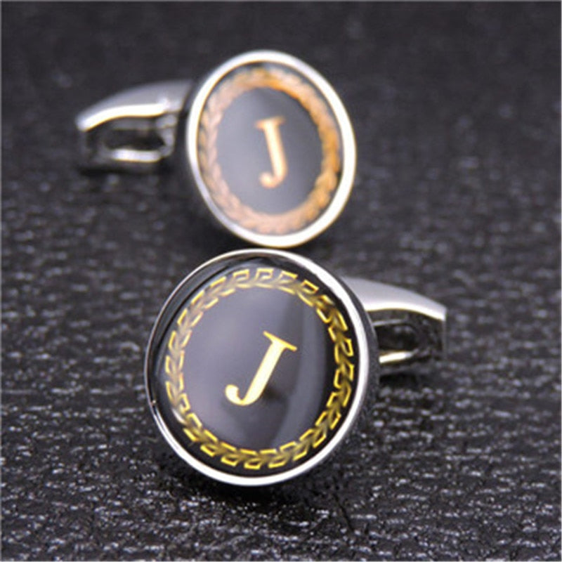English Alphabet Letter Cuff Links