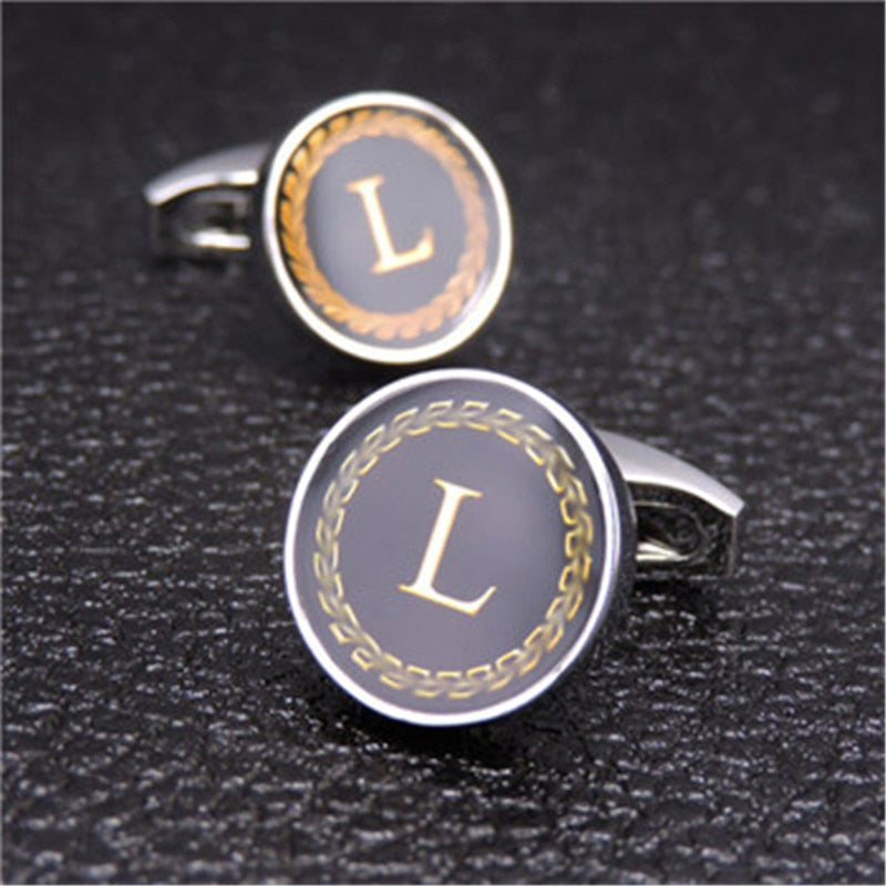English Alphabet Letter Cuff Links