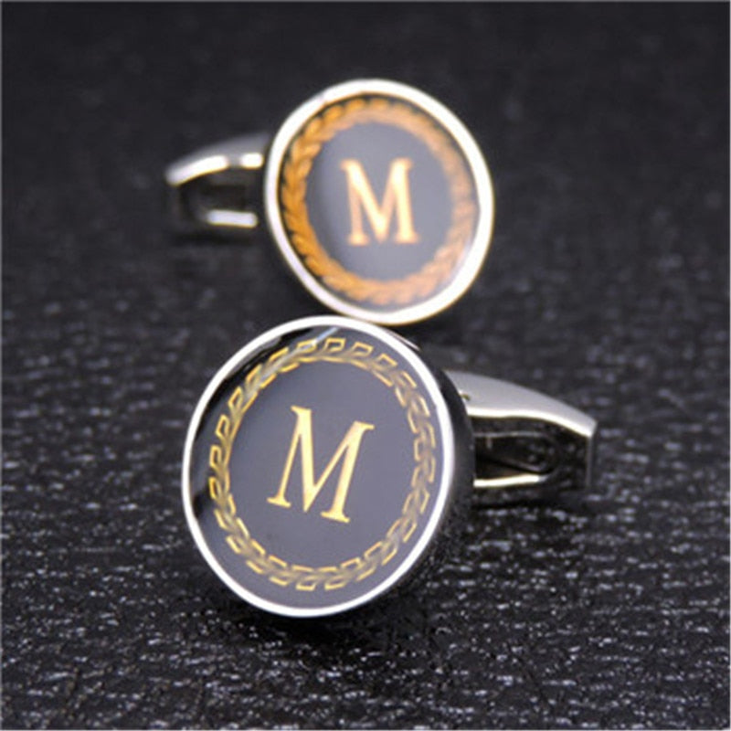 English Alphabet Letter Cuff Links
