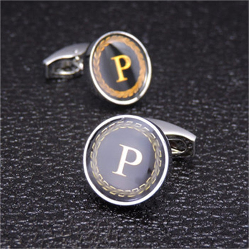 English Alphabet Letter Cuff Links