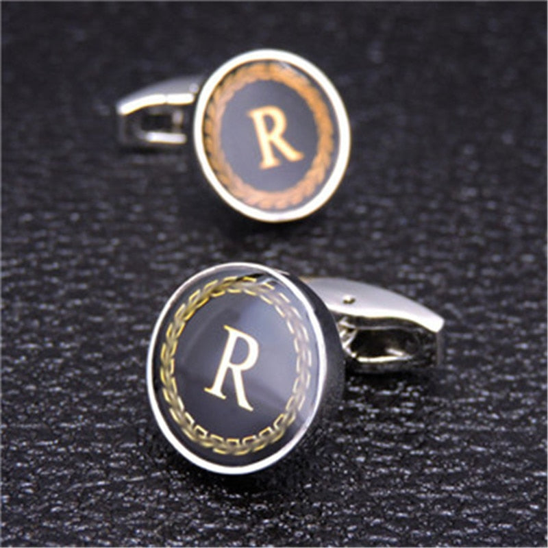 English Alphabet Letter Cuff Links
