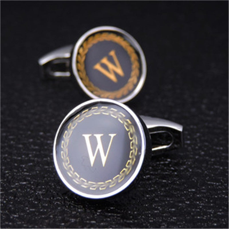 English Alphabet Letter Cuff Links